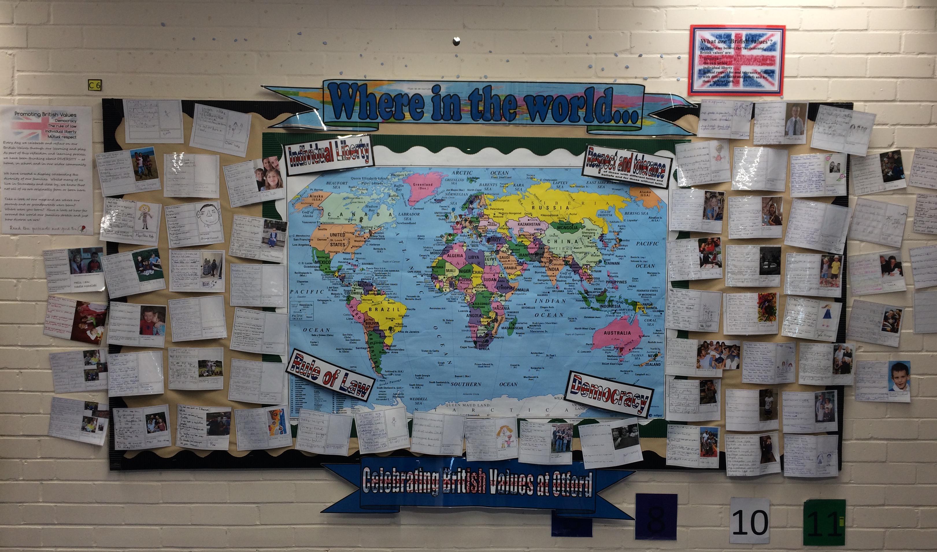 Our British Values Display: Where in the World